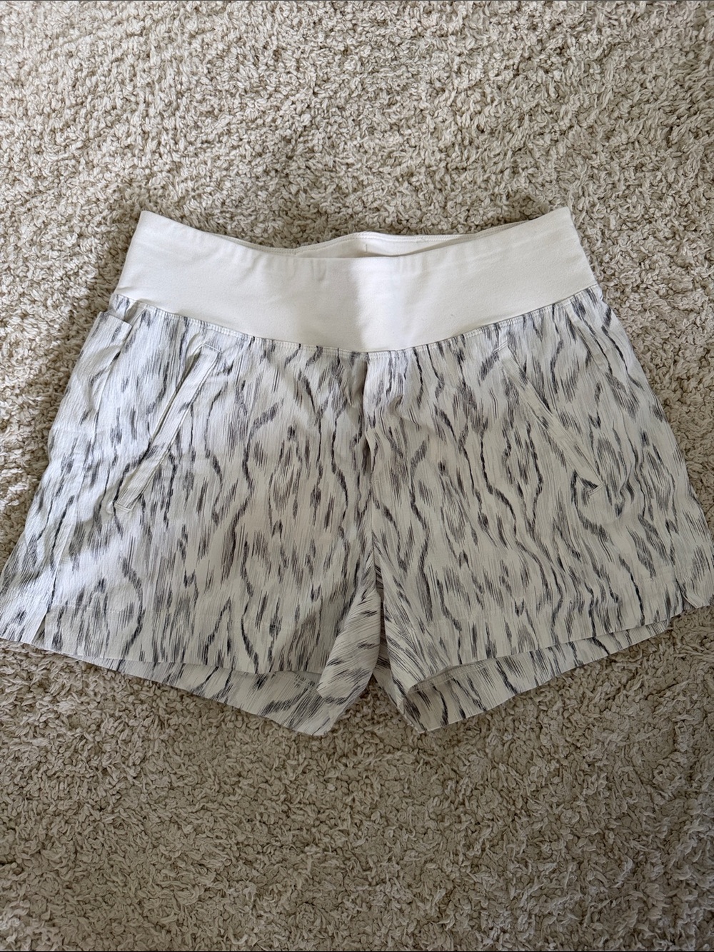 Athleta Trekkie North White and Light Gray Athletic Shorts